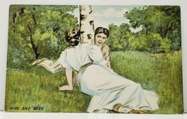 Hide and Seek Couple Flirting around Tree Dubuque to Chicago 1908 Postcard J6 - £4.69 GBP