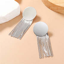 Silver-Plated Round Tassel Drop Earrings - £11.18 GBP