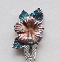 Collector Souvenir Spoon USA Hawaii Hibiscus Flower Colorized Figural - £7.98 GBP