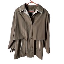 Weather Tamer Anorak Coat Jacket Tan Lined Women Size Medium Button Pockets - $13.03