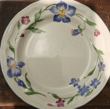 Gibson Whisper Salad Plate Stoneware Blue Pink Flowers Irises - £6.25 GBP