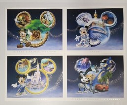 Vintage Walt Disney World Park Lithograph Set Mickey Mouse 4 Collector Prints - £29.46 GBP