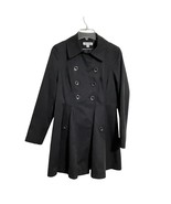 Via Spiga Double Breasted Coat Size S Black Cotton Blend Pleated Classic... - $35.06 CAD