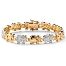 18K Gold Over Sterling Silver Elephant Link Bracelet - £319.67 GBP