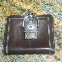 Coach Women&#39;s Soft Brown Leather Credit Card Folding Buckle Snap Wallet ... - $38.61