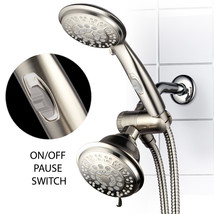 42-Setting Shower Head /Handheld Combo with ON/OFF Pause Switch (Brushed... - $39.99