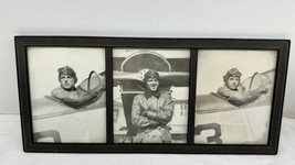Vintage Photos (3) Aviator Handsome Man Various Poses With Plane Framed - £27.33 GBP