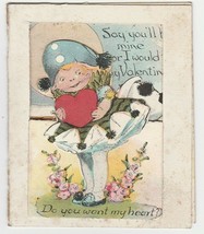Vintage Valentine Card Girl Do You Want My Heart 1920&#39;s Die Cut - £6.99 GBP