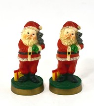 2 Christmas Merry Miniature Santa Figurines With Kitten 1976 Hallmark Vintage - $17.50