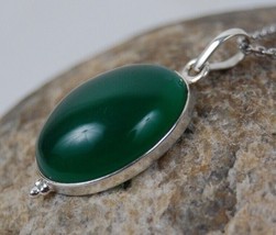 925 Sterling Silver Green Onyx Gemstone Handmade Pendant Necklace Women PSV-1573 - £33.72 GBP+