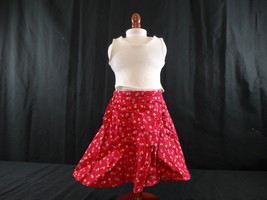 American Girl Doll Play Outfit Red Floral Skirt + Top + Hanger Pleasant Company - $35.65