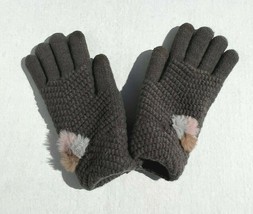 Womens Winter Warm Textured Knit Tech Touch Glove with Faux fur Poms Coz... - £8.29 GBP