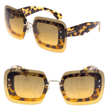 Miu Miu Reveal Shield Square Sunglasses MU02RS Transparent Brown Havana 02R - £127.60 GBP