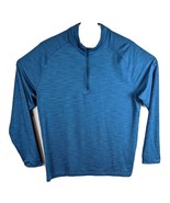Mens Teal Turquoise 1/4 Zip Athletic Shirt Size Large Long Sleeve  - $24.09