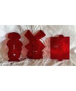 3 Vintage HRM Red Plastic Cookie Cutters Cowboy Windmill Clef Note - $18.80