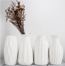5&quot; Ceramic Flower Vases White Farmhouse 4 Pack - £14.90 GBP