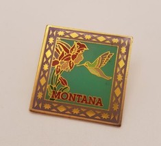 Montana Flower &amp; Hummingbird Lapel Hat Pin Collectible Travel Souvenir - £12.86 GBP