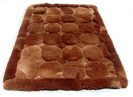 Alpakaandmore Original Peruvian Alpaca Fur Rug Rhombus Designs Natural Brown ... - £423.37 GBP