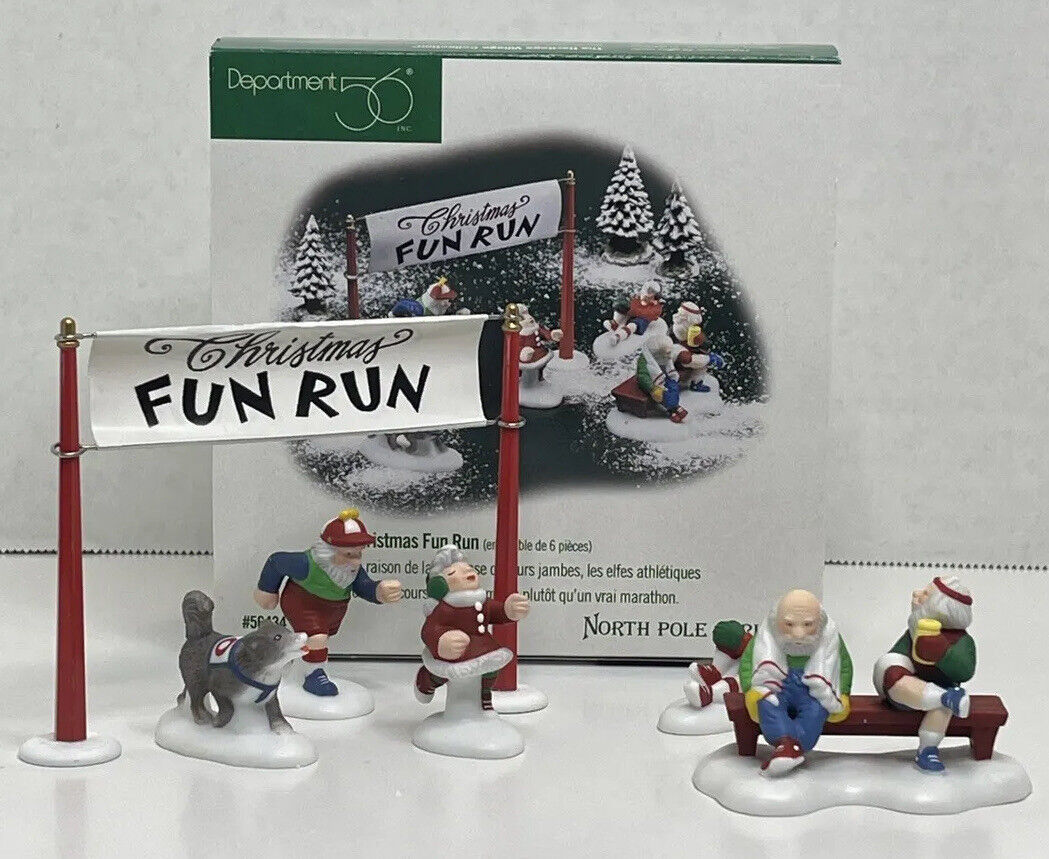 Primary image for CHRISTMAS FUN RUN 1998 Set of 6 Department 56 North Pole Series Elfin Athletes