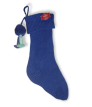 Holiday Time Blue Lurex Knit 21 in Christmas Stocking with Tassels New - $8.51