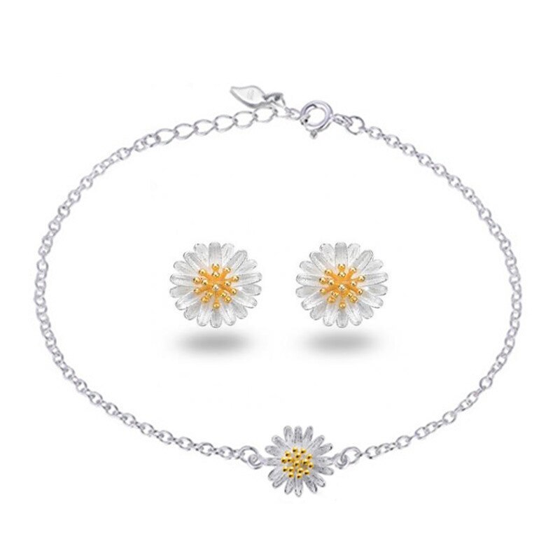 Primary image for XIYASilver Color  2019 Romantic Sweet Daisy Flower Jewelry Sets For Women Girls 