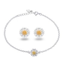 XIYASilver Color  2019 Romantic Sweet Daisy Flower Jewelry Sets For Women Girls  - £15.76 GBP