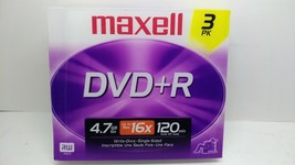3 Pack Dvd+R Maxell Dvr+R 4.7GB Up To 8X 120Min Rw In Jewel Cases New - £12.04 GBP