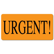 Urgent!, 2 x 1 Orange Fluorescent, Roll of 50 Stickers - $7.84