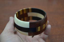 brown wood CUFF bangle bracelet #t-768 - £4.74 GBP