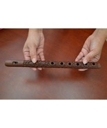 hand CARVED WOOD flute 12&quot; #F-594 - $12.00
