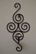 SWIRLING IRON metal scoll scone CANDLE wall hanger holder decoration #f-914 - $12.00