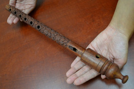 handmade CARVED WOOD flute 16&quot; #F-301 - £11.57 GBP