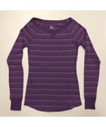 SO Women’s Purple &amp; Silver Striped Long Sleeve Top size S - £4.61 GBP