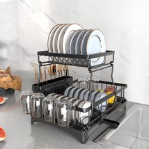 2 Tier Dish Racks for Kitchen Counter,Dish Drying Rack with 360Drainage - £43.53 GBP