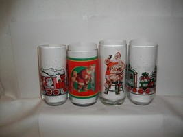 Vtg COCA-COLA GLASSES~1948 Repro Haddon Sundblom Santa - £15.81 GBP