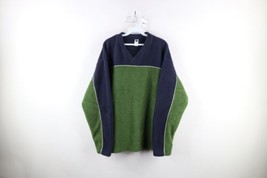 Vintage 90s Gap Mens Large Color Block Thick Fleece V-Neck Sweater Polyester - £39.77 GBP