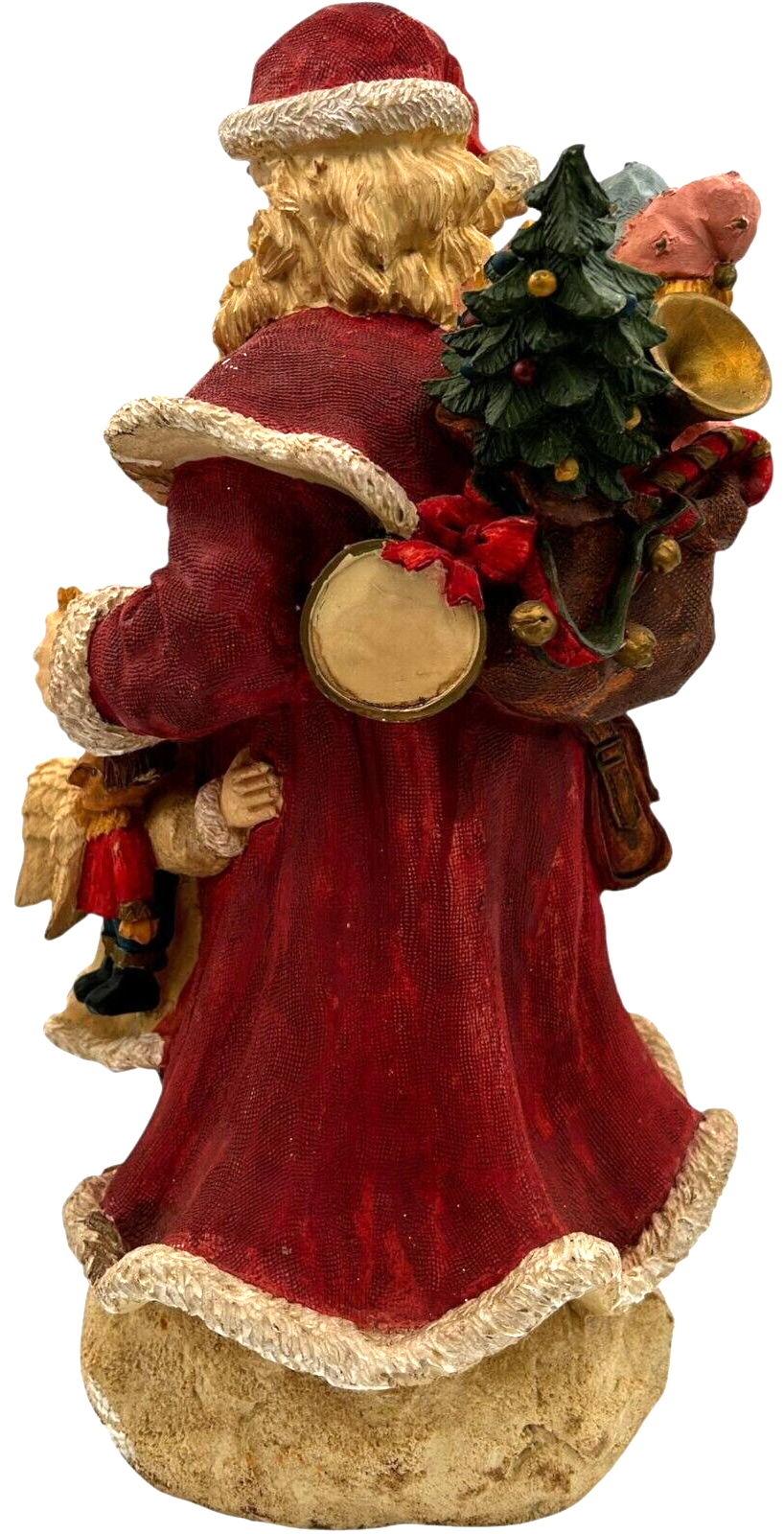 VTG St. Nicholas Santa, jacketed angel, toy bag, flowers JCPenney 15" tall resin Item image 4