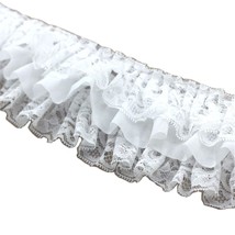 3-3/4&quot; Wide Pleated Chiffon Lace Trims Ruffled Lace Trims For Cloth Sewi... - £20.33 GBP