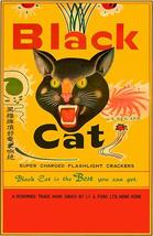 Black Cat Super Charged Flashlight Crackers - 1970&#39;s - Promotional Ad Magnet - £9.58 GBP