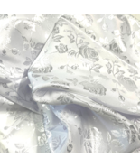 Satin Damask Floral White Fabric 3 Yards Wedding Bedroom First Communion - £16.27 GBP