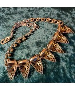 Filigree cone topaz glass necklace, filigree open work, 15 inch, beautiful - $125.00