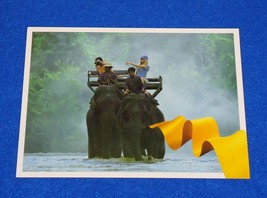 Vintage Beautiful Thailand Postcard Elephant Trekking In Thailand&#39;s Far North - £3.18 GBP