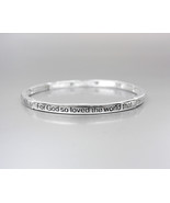 Inspirational Silver Metal JOHN 3:16 Scripture FOR GOD SO LOVED Stretch ... - £8.48 GBP