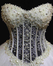 Rosyfancy Custom Pearl Beaded See-through Fitted Corset Bodice Bridal Ba... - $540.00