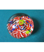 SMALL MURANO PAPERWEIGHT RED BLUE YELLOW 2 1/2&quot;  - €25,32 EUR