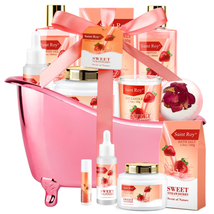 Mother Day Luxury Bath Set- Home Spa Gift Basket with Sweety Strawberry Scent- R - £35.36 GBP