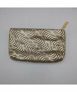 Vintage Whiting &amp; Davis Clutch Purse Black Gold Mesh Retro Evening  - $27.73 CAD