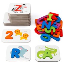 Numbers And Alphabets Flash Cards Set - Abc Wooden Letters And Numbers - £31.78 GBP