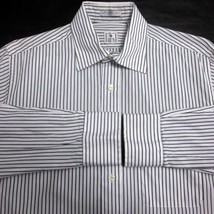Peter Millar Men&#39;s (15 R) 100% Cotton Black Striped BUTTON-DOWN Dress Shirt Euc - £34.10 GBP