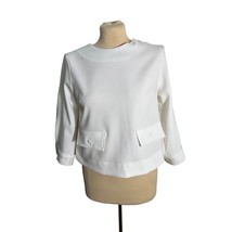 Zara Cropped Blouse Winter White With 3/4 Sleeves With Snap Closure Size... - £14.20 GBP